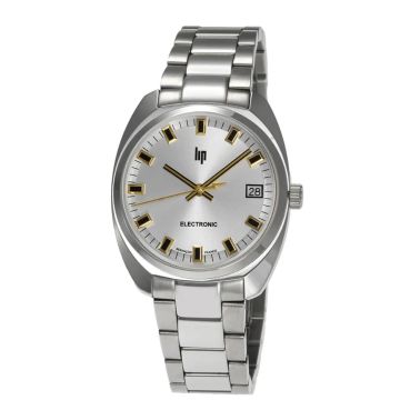 Montre Lip Général De Gaulle quartz cadran argent bracelet acier 35 mm
