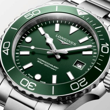 Montre Longines HydroConquest quartz cadran vert bracelet acier 42 mm