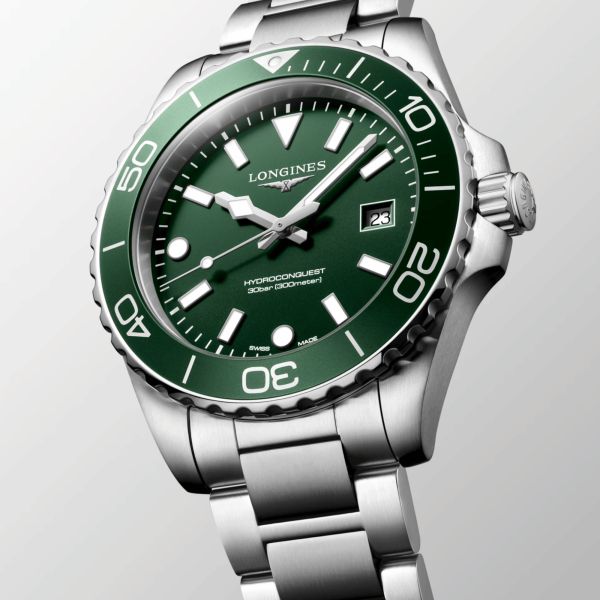 Montre Longines HydroConquest quartz cadran vert bracelet acier 42 mm