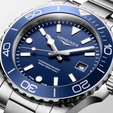 Longines HydroConquest quartz blue dial steel bracelet 42 mm