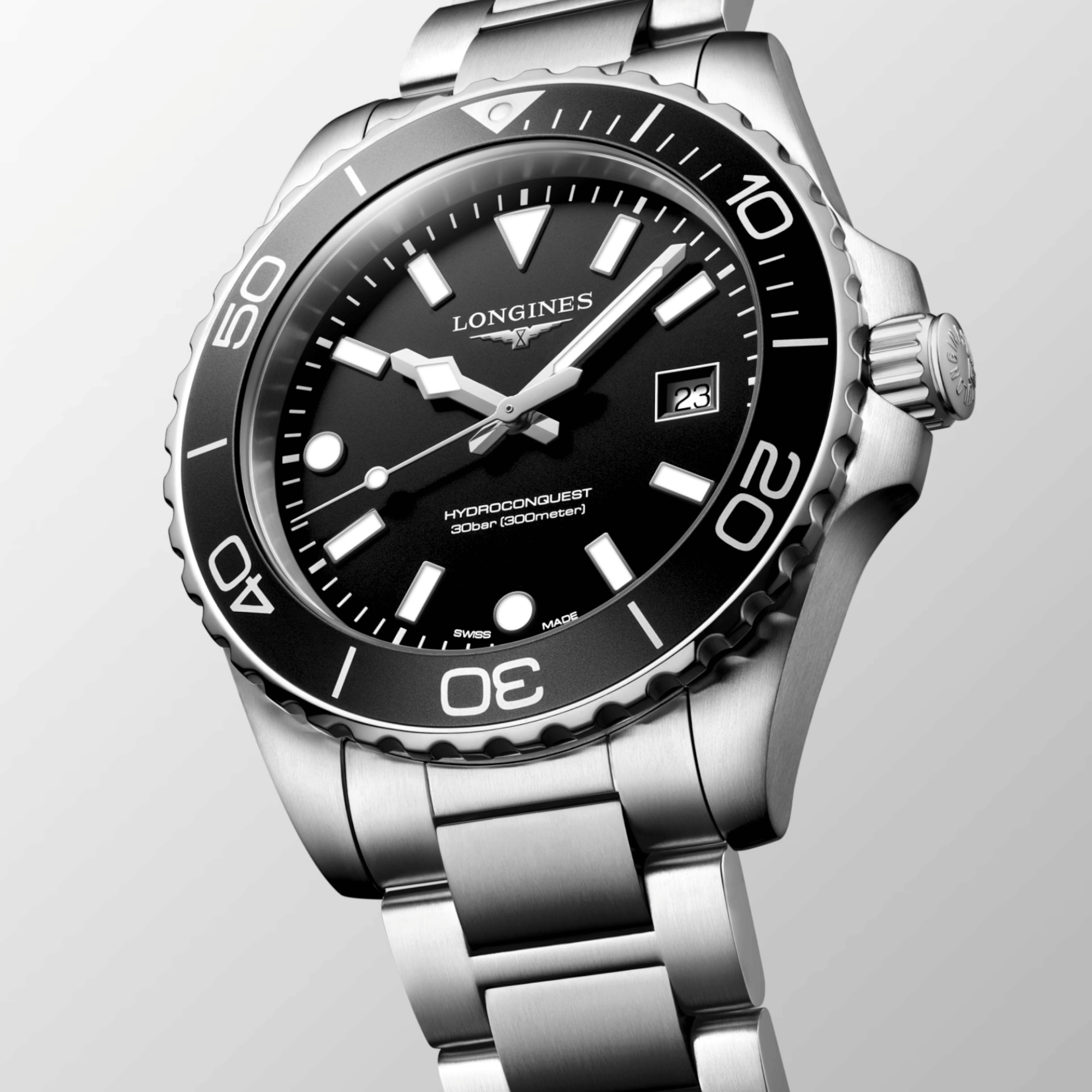 Montre Longines HydroConquest quartz cadran noir bracelet acier 42 mm