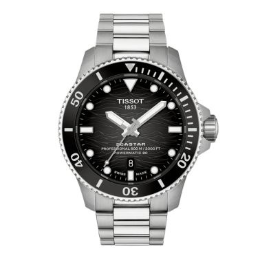 Montre Tissot Seastar 2000 Powermatic 80 cadran noir bracelet acier 44 mm