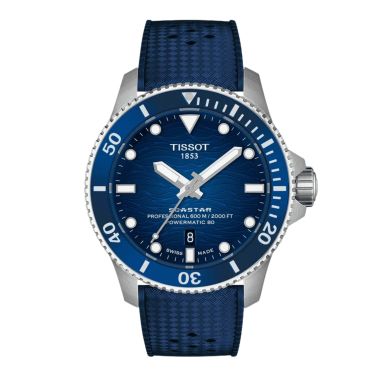 Montre Tissot Seastar 2000 Powermatic 80 cadran bleu braceletcaoutchouc 44 mm