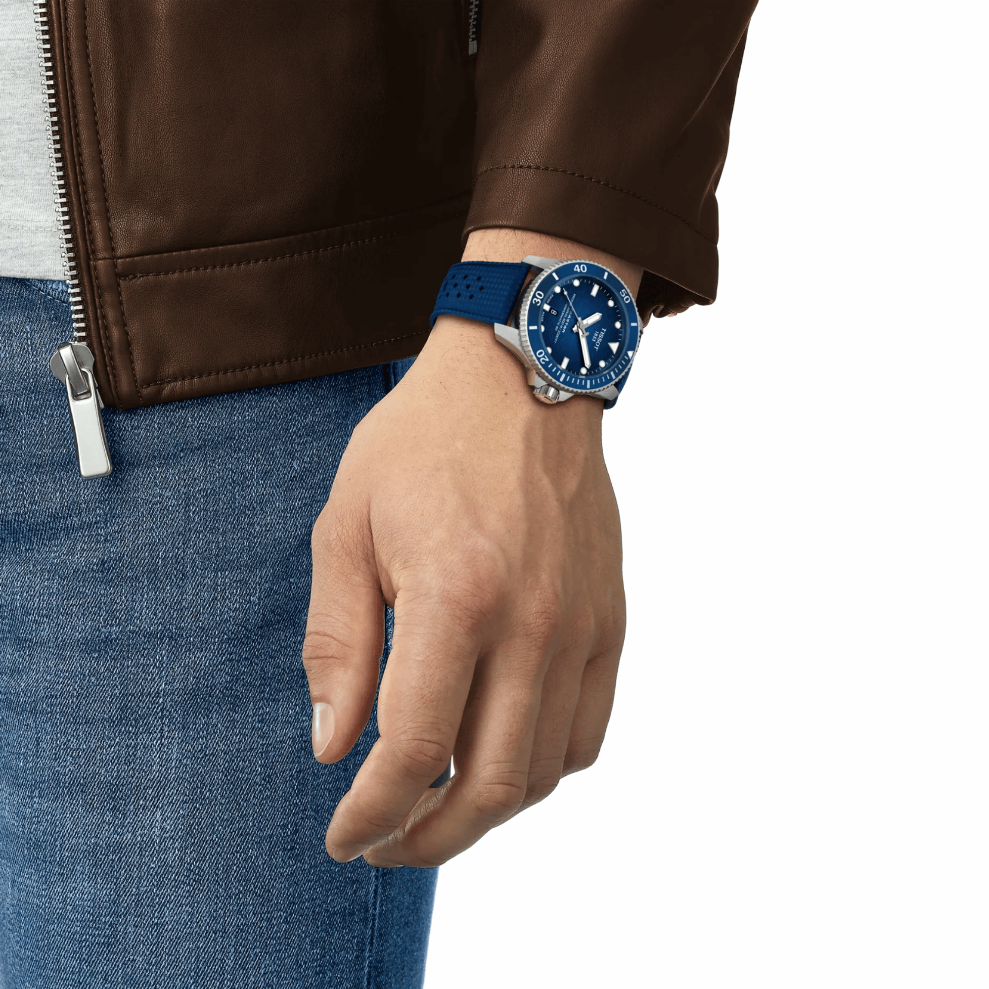 Montre Tissot Seastar 2000 Powermatic 80 cadran bleu braceletcaoutchouc 44 mm