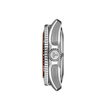 Tissot Seastar 2000 Powermatic 80 Watch with Orange Dial and Rubber Strap – 44 mm