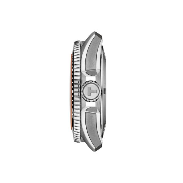 Tissot Seastar 2000 Powermatic 80 Watch with Orange Dial and Rubber Strap – 44 mm