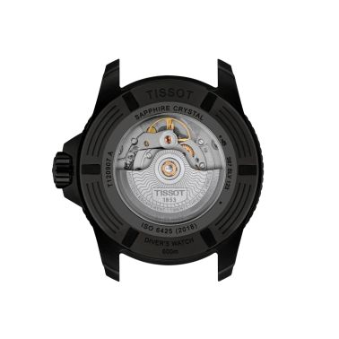 Tissot Seastar 2000 Powermatic 80 Watch with Black Dial and Rubber Strap – 44 mm