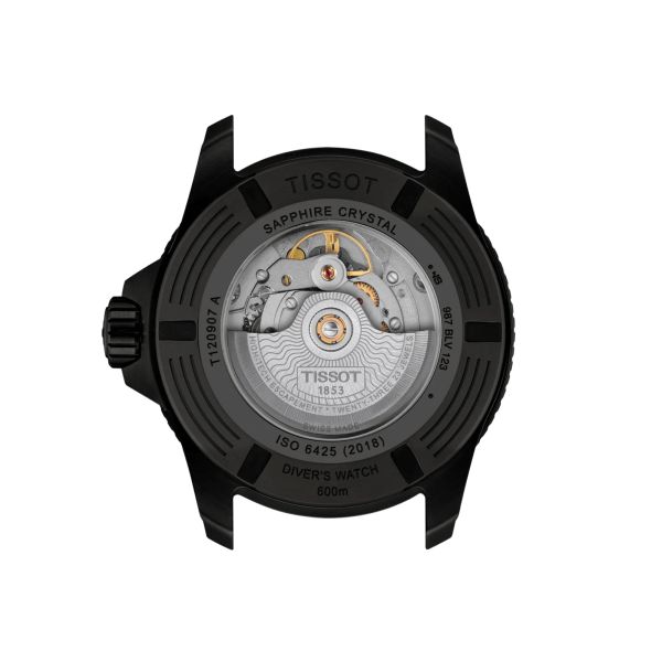 Tissot Seastar 2000 Powermatic 80 Watch with Black Dial and Rubber Strap – 44 mm