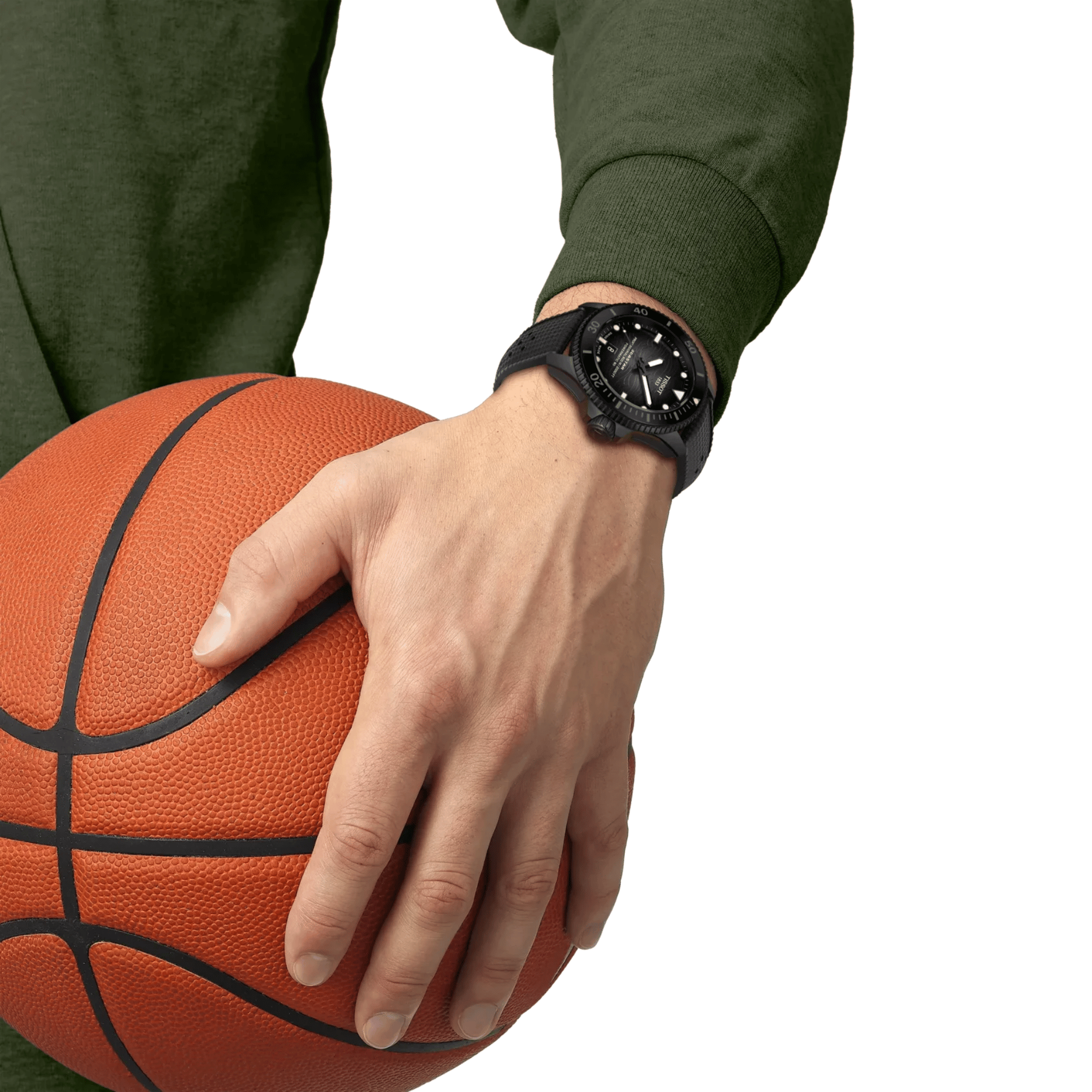 Tissot Seastar 2000 Powermatic 80 Watch with Black Dial and Rubber Strap – 44 mm