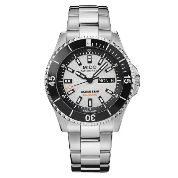 Mido Ocean Star 200 automatic watch white dial steel bracelet 41 mm