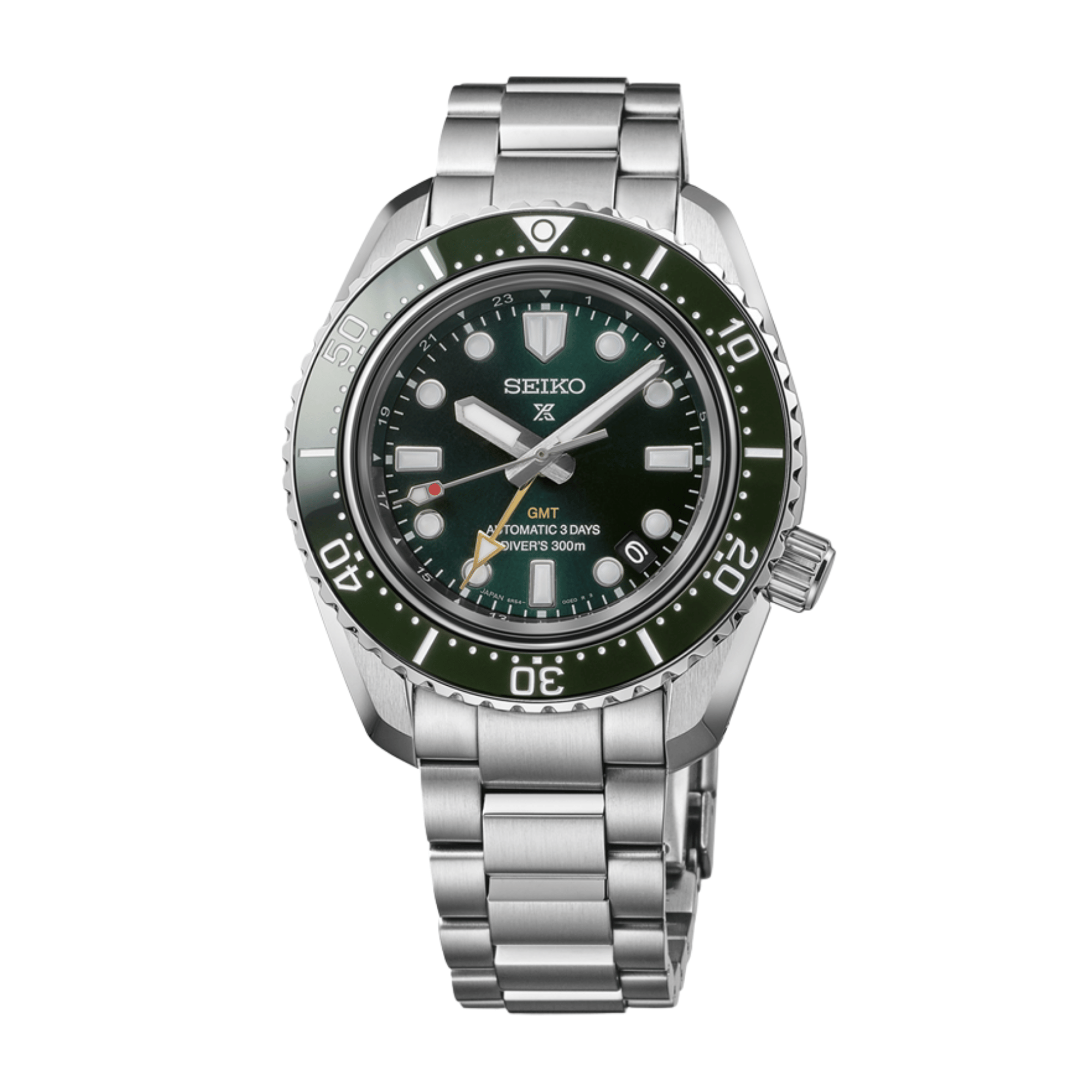 Montre Seiko Prospex Automatique Heritage Diver's GMT 1968 cadran vert bracelet acier 42 mm