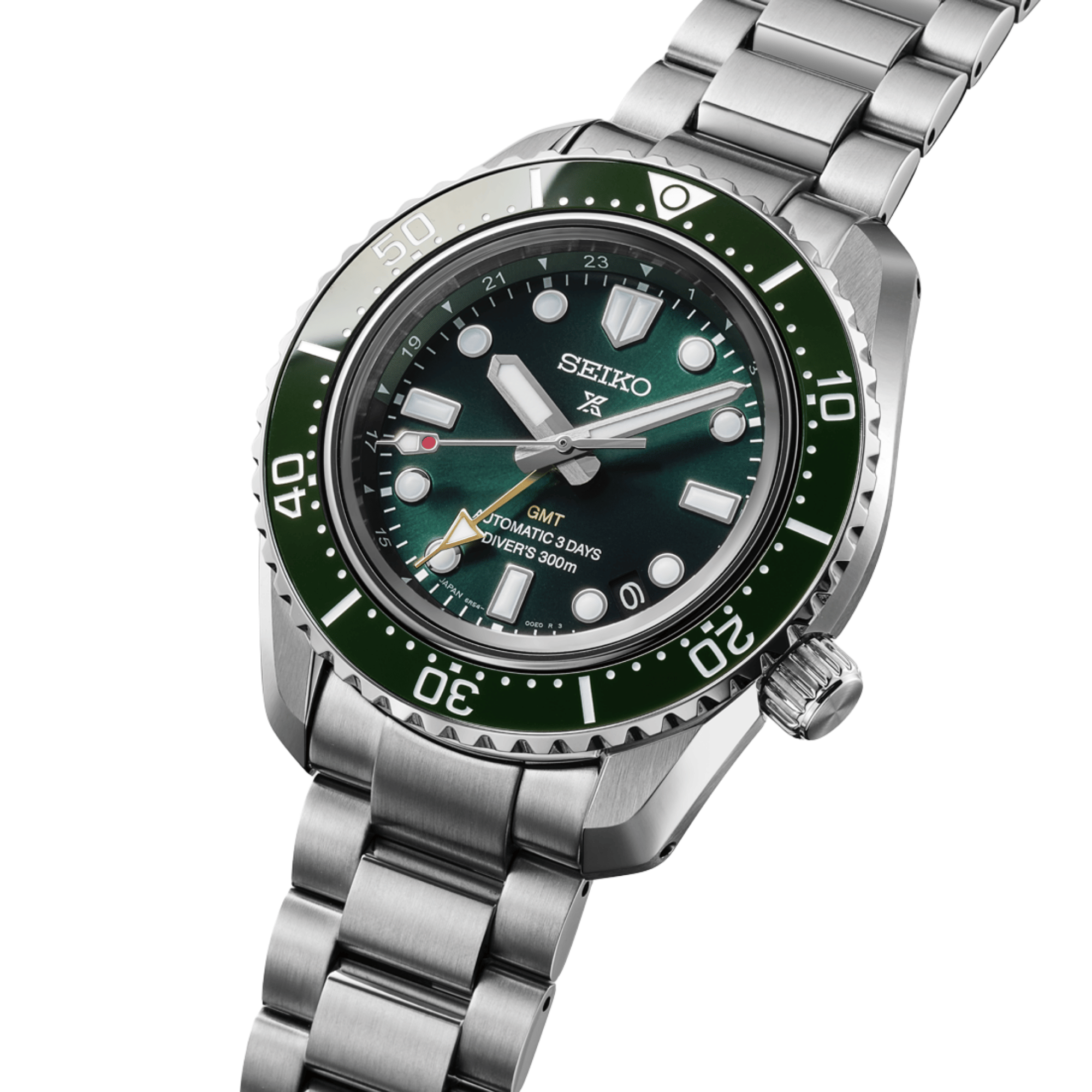 Montre Seiko Prospex Automatique Heritage Diver's GMT 1968 cadran vert bracelet acier 42 mm