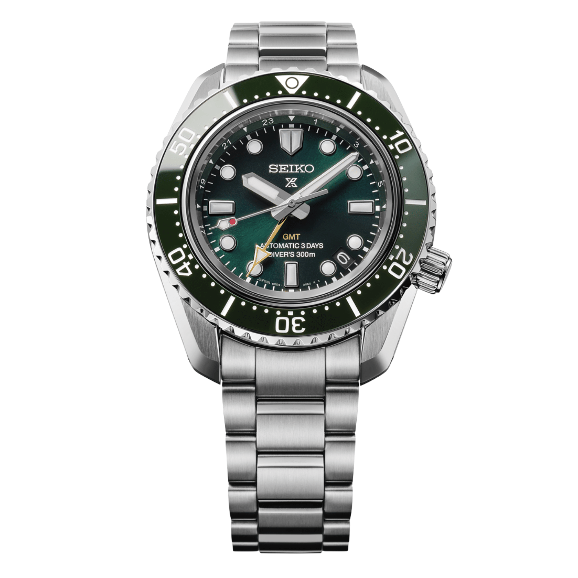 Montre Seiko Prospex Automatique Heritage Diver's GMT 1968 cadran vert bracelet acier 42 mm
