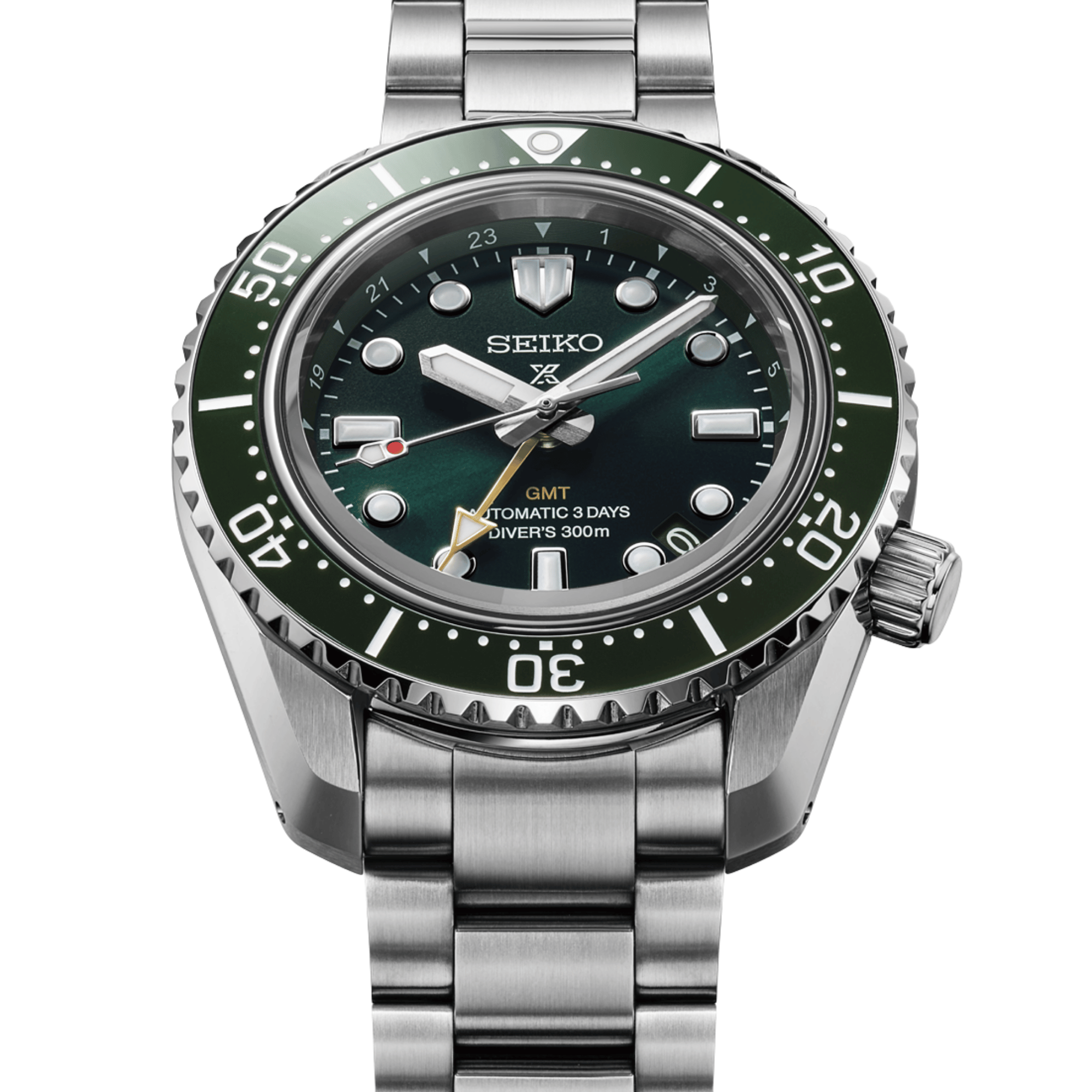Montre Seiko Prospex Automatique Heritage Diver's GMT 1968 cadran vert bracelet acier 42 mm