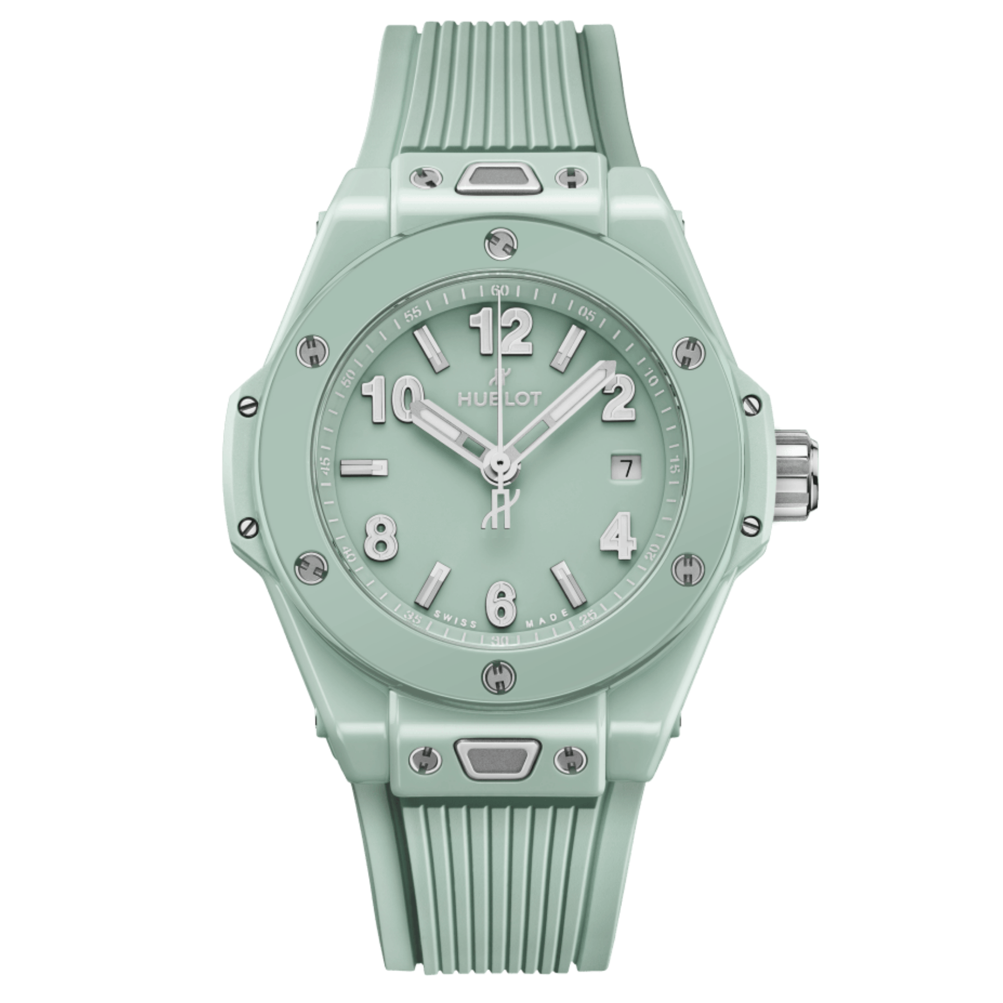 Hublot Big Bang Mint Green Ceramic Automatic Watch Green Dial Green Rubber Strap 33 mm