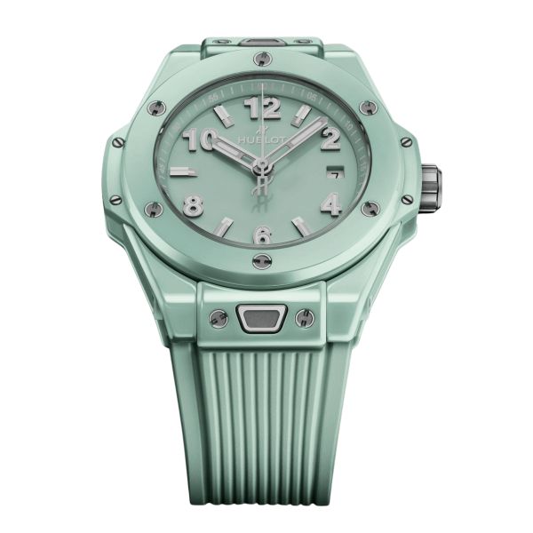 Hublot Big Bang Mint Green Ceramic Automatic Watch Green Dial Green Rubber Strap 33 mm