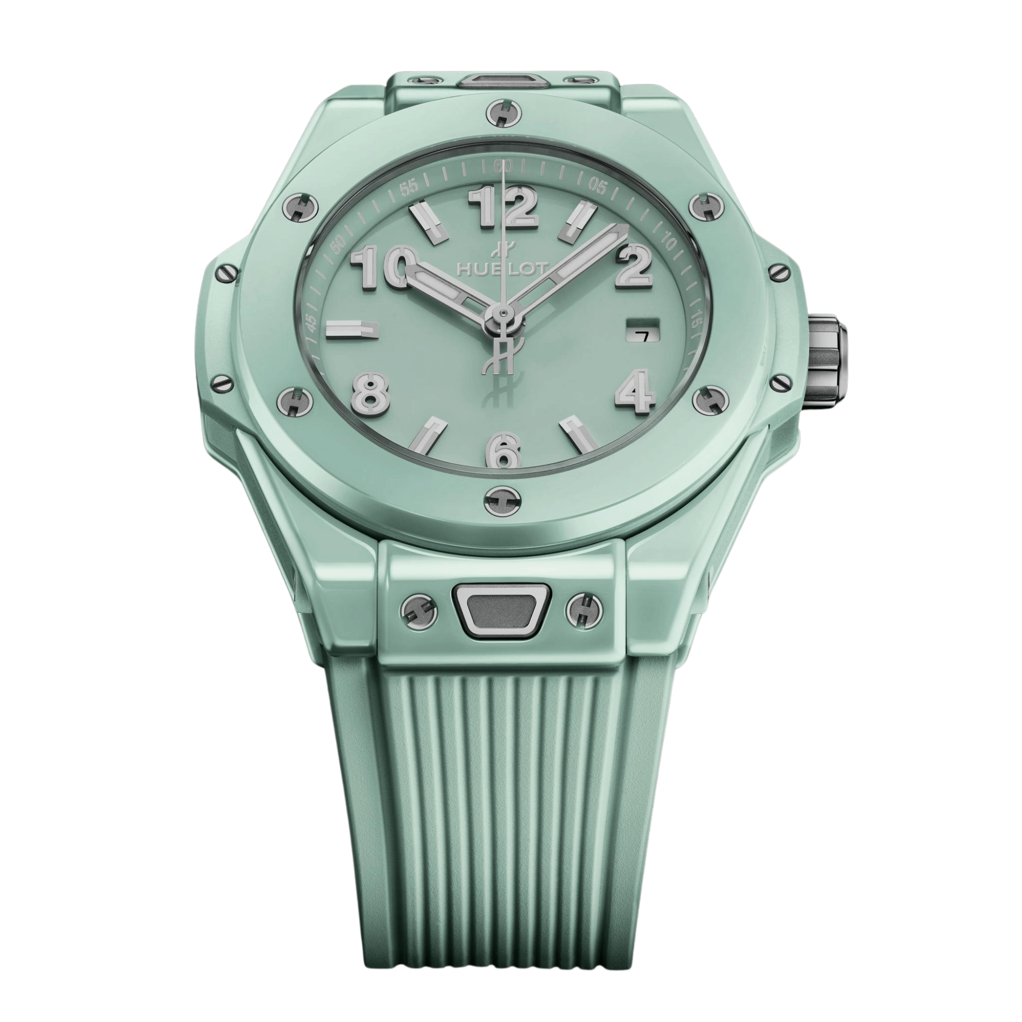 Hublot Big Bang Mint Green Ceramic Automatic Watch Green Dial Green Rubber Strap 33 mm