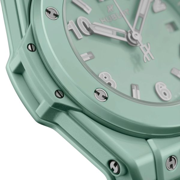 Hublot Big Bang Mint Green Ceramic Automatic Watch Green Dial Green Rubber Strap 33 mm