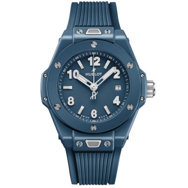Hublot Big Bang Petrol Blue Ceramic Automatic Watch Blue Dial Blue Rubber Strap 33 mm