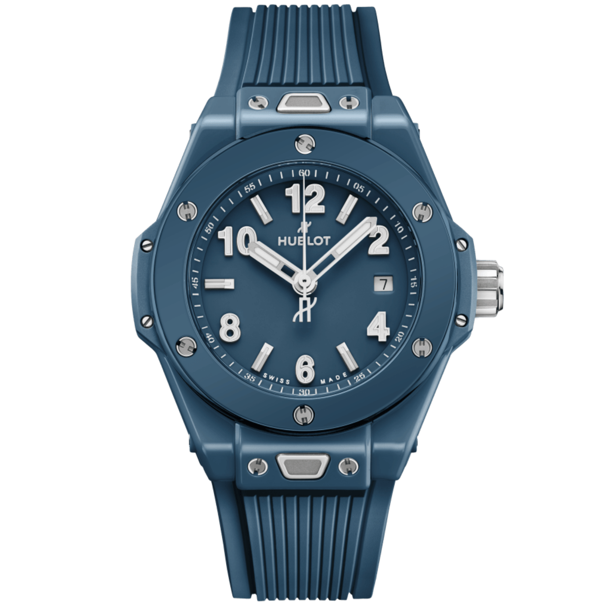 Hublot Big Bang Petrol Blue Ceramic Automatic Watch Blue Dial Blue Rubber Strap 33 mm
