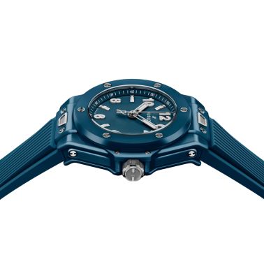 Hublot Big Bang Petrol Blue Ceramic Automatic Watch Blue Dial Blue Rubber Strap 33 mm