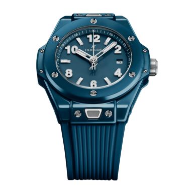Hublot Big Bang Petrol Blue Ceramic Automatic Watch Blue Dial Blue Rubber Strap 33 mm