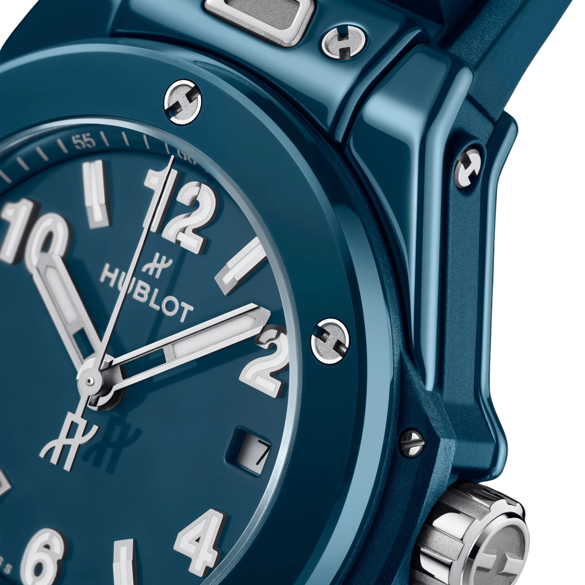 Hublot Big Bang Petrol Blue Ceramic Automatic Watch Blue Dial Blue Rubber Strap 33 mm