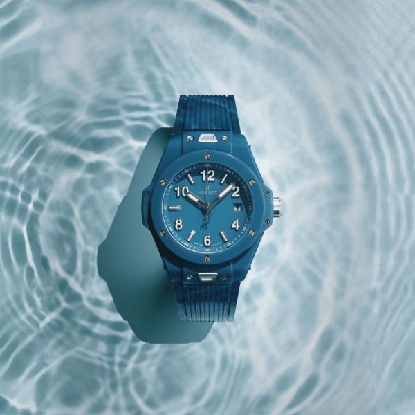 Hublot Big Bang Petrol Blue Ceramic Automatic Watch Blue Dial Blue Rubber Strap 33 mm