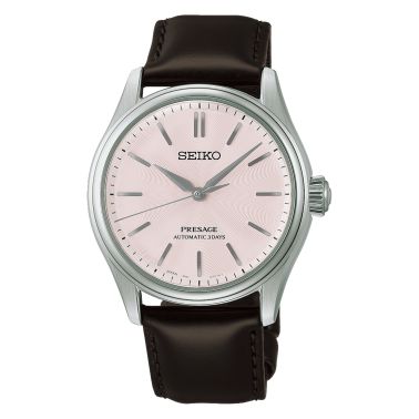 Montre Seiko Presage Classic Series automatique cadran rose bracelet cuir 38 mm
