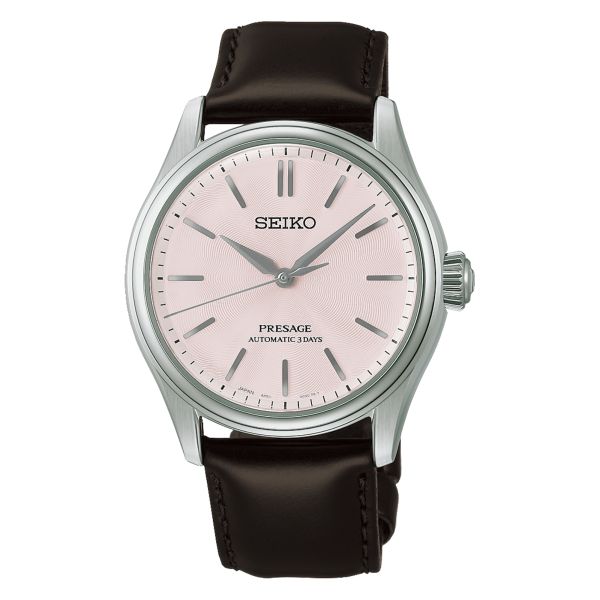 Montre Seiko Presage Classic Series automatique cadran rose bracelet cuir 38 mm