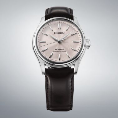 Montre Seiko Presage Classic Series automatique cadran rose bracelet cuir 38 mm