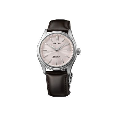 Montre Seiko Presage Classic Series automatique cadran rose bracelet cuir 38 mm
