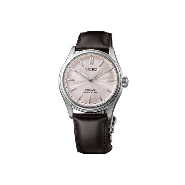 Montre Seiko Presage Classic Series automatique cadran rose bracelet cuir 38 mm
