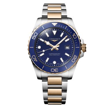 Montre Longines HydroConquest quartz cadran bleu bracelet acier PVD rouge 5N 42 mm