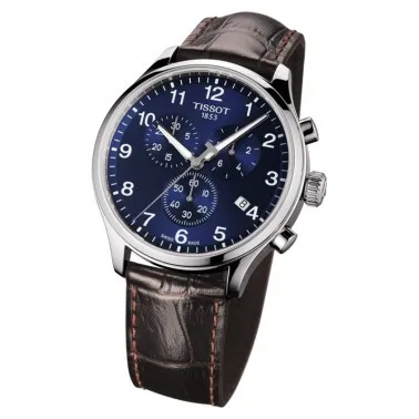 Montre Tissot T-Sport Chrono XL Classic quartz cadran bleu bracelet cuir brun 45 mm T116.617.16.047.00