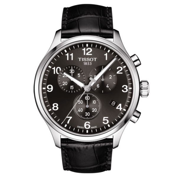 Montre Tissot T-Sport Chrono XL Classic quartz cadran noir bracelet cuir noir 45 mm