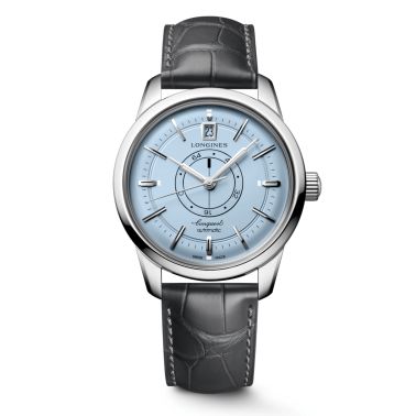 Longines Conquest Central Power Reserve Automatic blue dial blue leather strap 38 mm