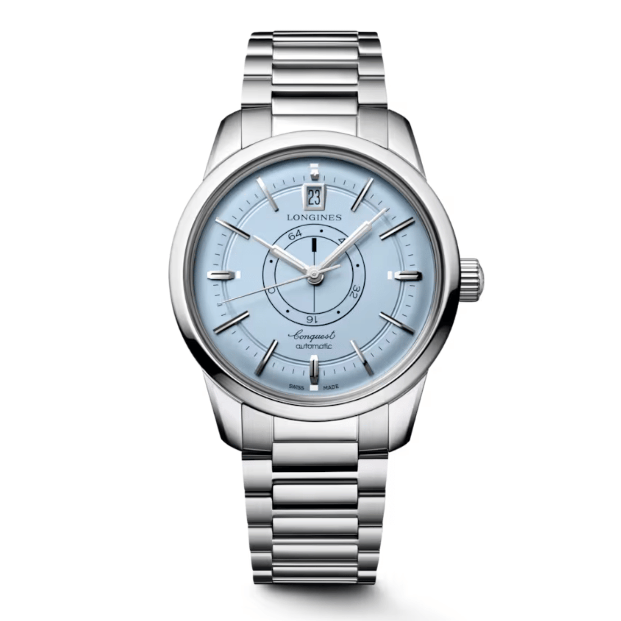 Longines Conquest Central Power Reserve Automatic blue dial steel bracelet 38 mm