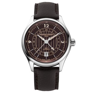 Frederique Constant Classics Runabout automatic GMT brown dial genuine leather strap 42 mm