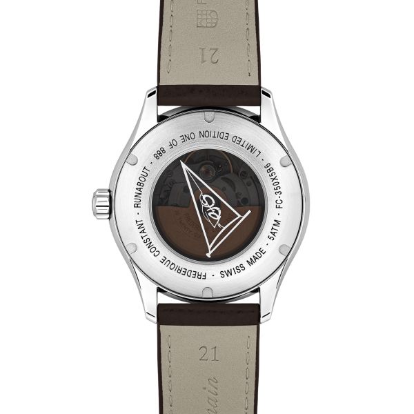 Frederique Constant Classics Runabout automatic GMT brown dial genuine leather strap 42 mm