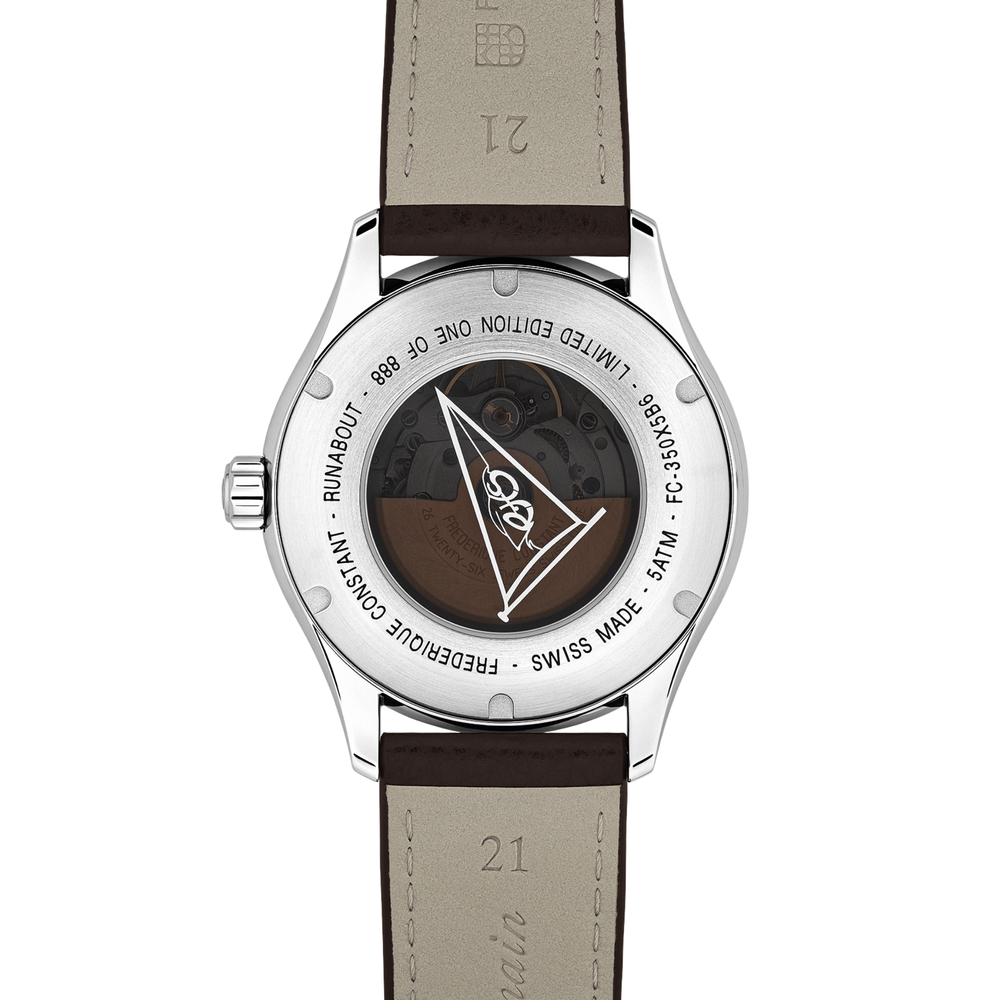 Frederique Constant Classics Runabout automatic GMT brown dial genuine leather strap 42 mm