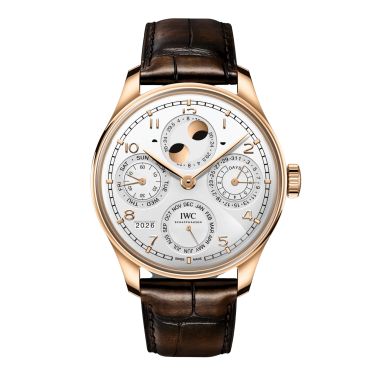 IWC Portugieser Perpetual Calendar automatic white dial leather strap 44 mm