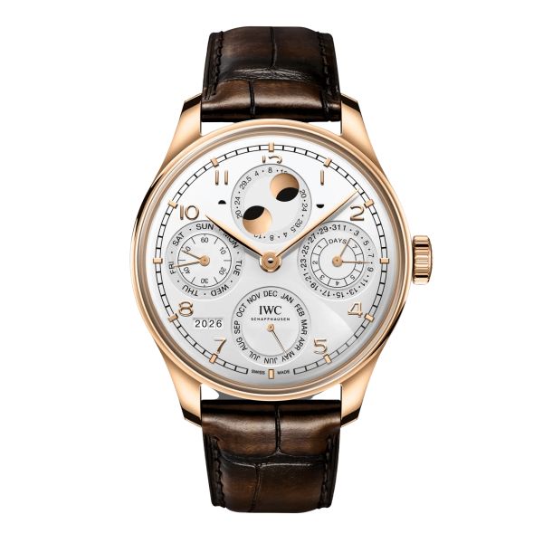 IWC Portugieser Perpetual Calendar automatic white dial leather strap 44 mm