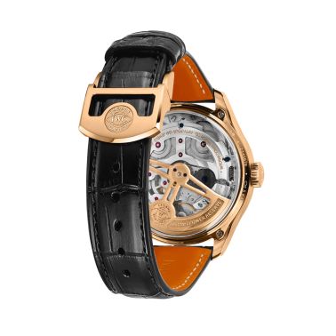 Montre IWC Portugieser Calendrier Perpétuel automatique cadran noir bracelet cuir 44 mm