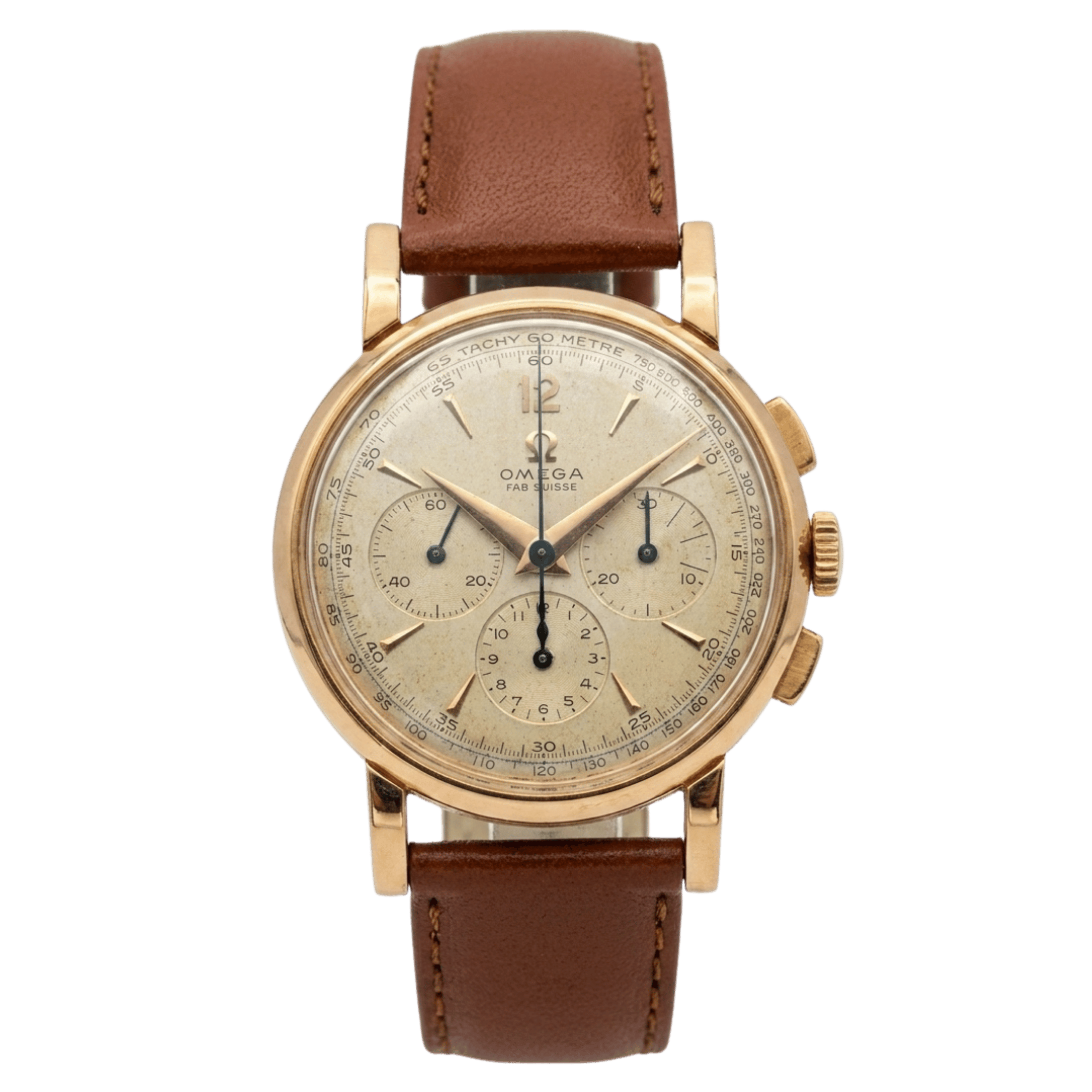 Omega Chronograph Caliber 321 rose gold 35 mm circa 1952 with Watch Certificate