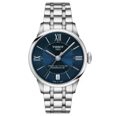 Montre Tissot T-Classic Chemin Des Tourelles Powermatic 80 cadran bleu bracelet acier 32 mm T099.207.11.048.00
