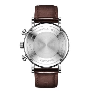 Montre IWC Portofino Chronographe automatique cadran noir bracelet cuir marron 39 mm