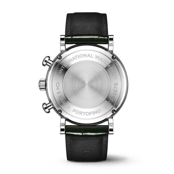 Montre IWC Portofino Chronographe automatique cadran vert bracelet cuir vert 39 mm