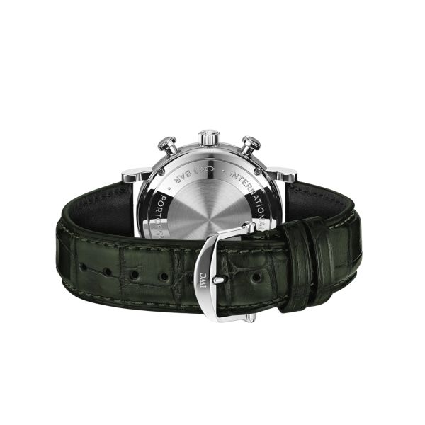 Montre IWC Portofino Chronographe automatique cadran vert bracelet cuir vert 39 mm