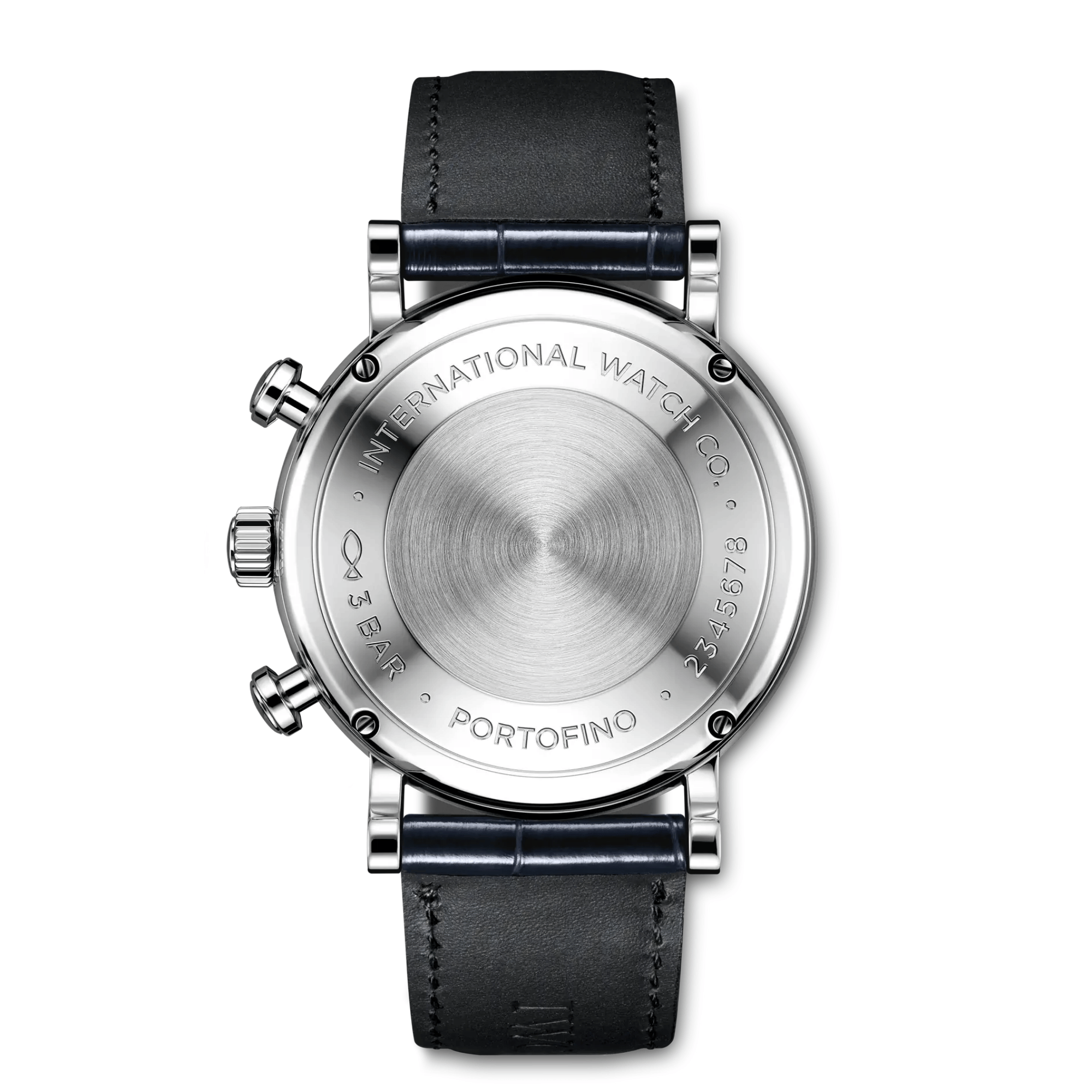 Montre IWC Portofino Chronographe automatique cadran argent bracelet cuir bleu 39 mm